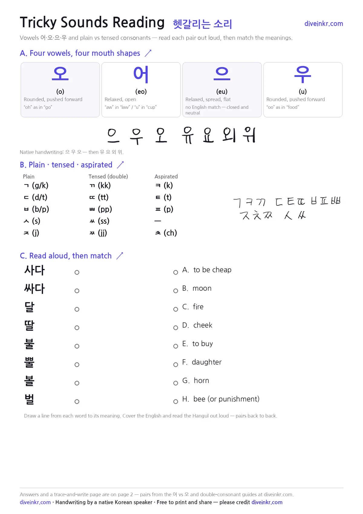 Preview of the Tricky Sounds worksheet PDF